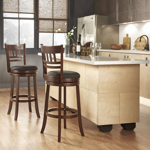 Jaxon Swivel Rubberwood Barstool with Lattice Back and Cushioned Seat for Kitchen