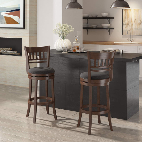 Jaxon Swivel Rubberwood Barstool with Lattice Back and Cushioned Seat for Kitchen