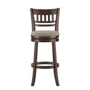 Homelegance Jaxon Swivel Rubberwood Barstool with Lattice Back and Cushioned Seat for Kitchen Dark Cherry / Grey 014DC-29GL