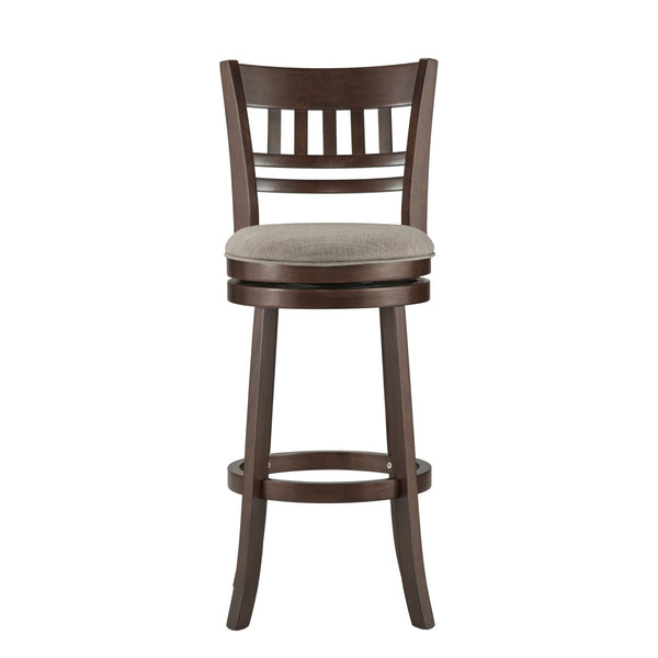 Homelegance Jaxon Swivel Rubberwood Barstool with Lattice Back and Cushioned Seat for Kitchen Dark Cherry / Grey 014DC-29GL