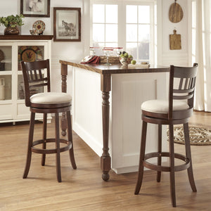 Jaxon Swivel Rubberwood Barstool with Lattice Back and Cushioned Seat for Kitchen