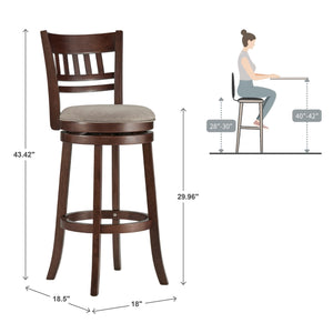 Jaxon Swivel Rubberwood Barstool with Lattice Back and Cushioned Seat for Kitchen