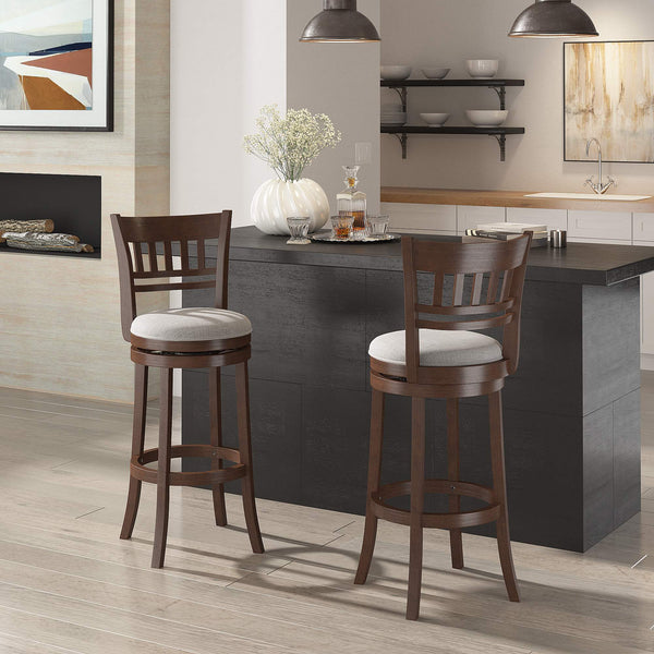 Jaxon Swivel Rubberwood Barstool with Lattice Back and Cushioned Seat for Kitchen