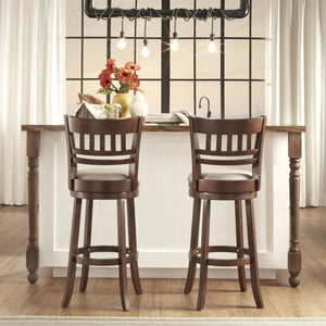 Jaxon Swivel Rubberwood Barstool with Lattice Back and Cushioned Seat for Kitchen
