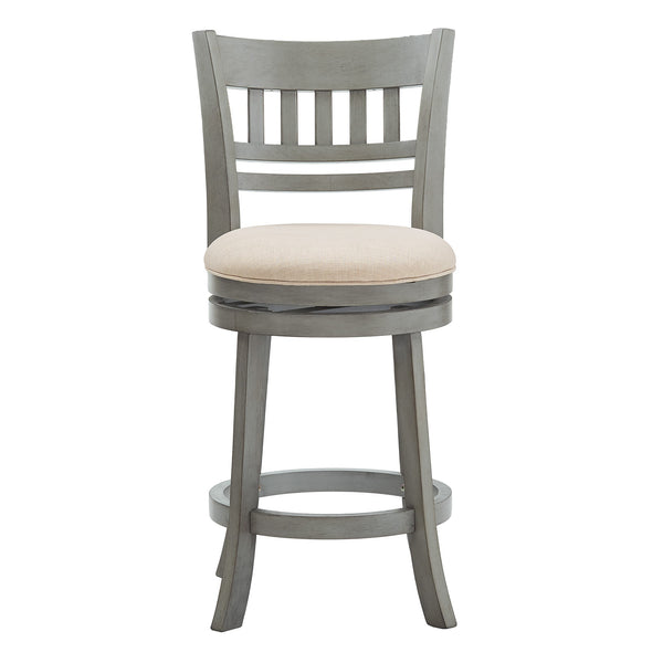 Jaxen Swivel Counter Stool Rubberwood Lattice Back Cushioned Seat Kitchen Bar