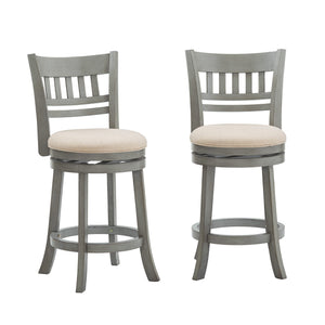 Jaxen Swivel Counter Stool Rubberwood Lattice Back Cushioned Seat Kitchen Bar