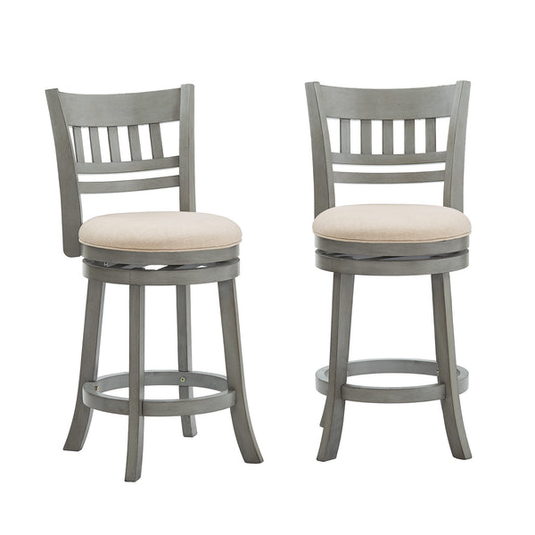 Jaxen Swivel Counter Stool Rubberwood Lattice Back Cushioned Seat Kitchen Bar