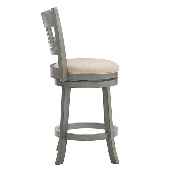 Jaxen Swivel Counter Stool Rubberwood Lattice Back Cushioned Seat Kitchen Bar