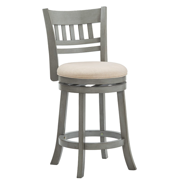 Jaxen Swivel Counter Stool Rubberwood Lattice Back Cushioned Seat Kitchen Bar