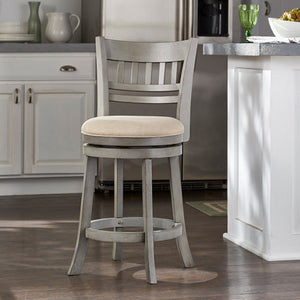 Jaxen Swivel Counter Stool Rubberwood Lattice Back Cushioned Seat Kitchen Bar