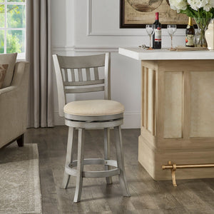 Jaxen Swivel Counter Stool Rubberwood Lattice Back Cushioned Seat Kitchen Bar