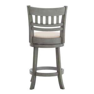Jaxen Swivel Counter Stool Rubberwood Lattice Back Cushioned Seat Kitchen Bar