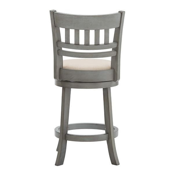 Jaxen Swivel Counter Stool Rubberwood Lattice Back Cushioned Seat Kitchen Bar