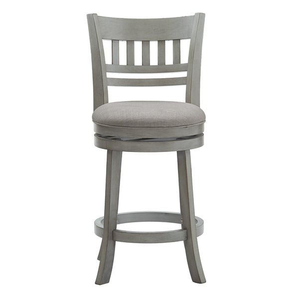 Homelegance Jaxen Swivel Counter Stool Rubberwood Lattice Back Cushioned Seat Kitchen Bar Antique Grey / Grey 014GA-24GL