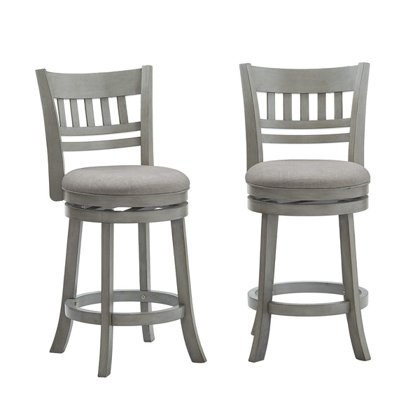 Jaxen Swivel Counter Stool Rubberwood Lattice Back Cushioned Seat Kitchen Bar