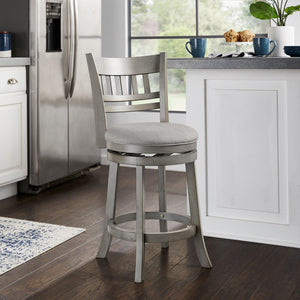 Jaxen Swivel Counter Stool Rubberwood Lattice Back Cushioned Seat Kitchen Bar