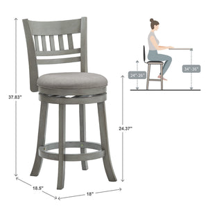 Jaxen Swivel Counter Stool Rubberwood Lattice Back Cushioned Seat Kitchen Bar