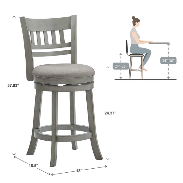 Jaxen Swivel Counter Stool Rubberwood Lattice Back Cushioned Seat Kitchen Bar