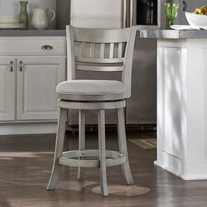 Jaxen Swivel Counter Stool Rubberwood Lattice Back Cushioned Seat Kitchen Bar