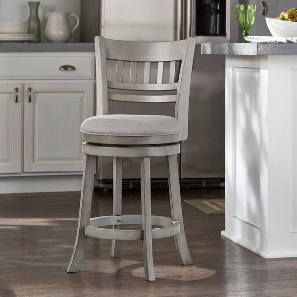 Jaxen Swivel Counter Stool Rubberwood Lattice Back Cushioned Seat Kitchen Bar