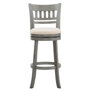 Lattice Back Swivel Barstool Rubberwood Frame Foam Padded Kitchen Counter Seat
