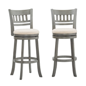Lattice Back Swivel Barstool Rubberwood Frame Foam Padded Kitchen Counter Seat