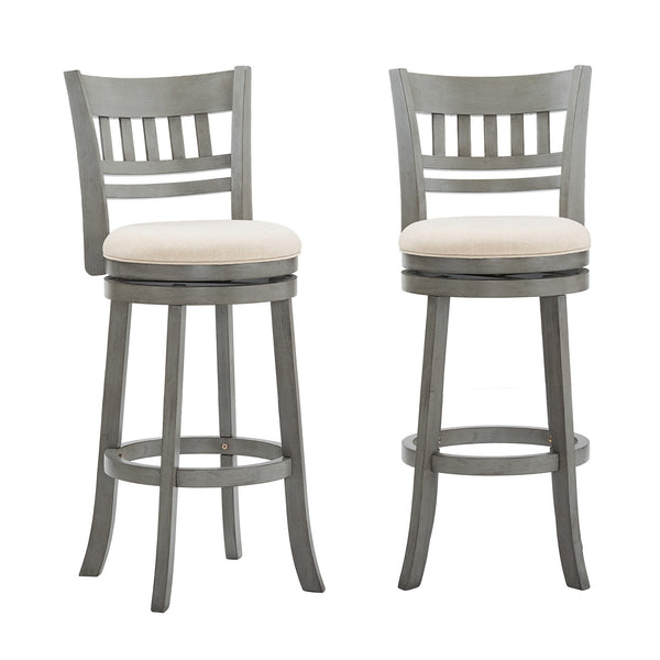 Lattice Back Swivel Barstool Rubberwood Frame Foam Padded Kitchen Counter Seat