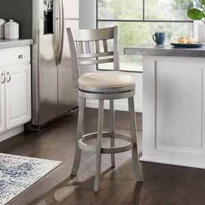 Lattice Back Swivel Barstool Rubberwood Frame Foam Padded Kitchen Counter Seat