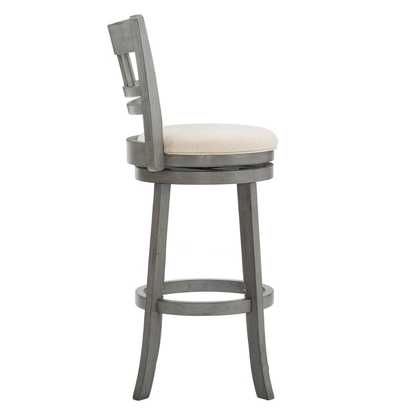 Lattice Back Swivel Barstool Rubberwood Frame Foam Padded Kitchen Counter Seat