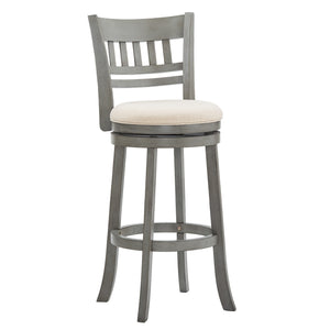 Lattice Back Swivel Barstool Rubberwood Frame Foam Padded Kitchen Counter Seat