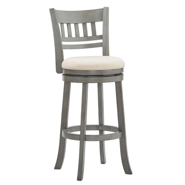 Lattice Back Swivel Barstool Rubberwood Frame Foam Padded Kitchen Counter Seat