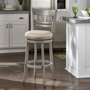 Lattice Back Swivel Barstool Rubberwood Frame Foam Padded Kitchen Counter Seat