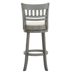 Lattice Back Swivel Barstool Rubberwood Frame Foam Padded Kitchen Counter Seat