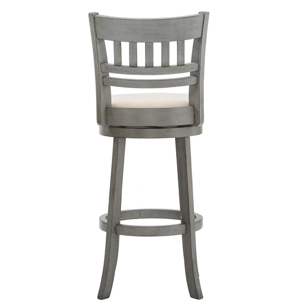 Lattice Back Swivel Barstool Rubberwood Frame Foam Padded Kitchen Counter Seat