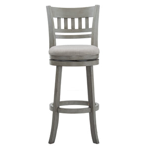 Homelegance Lattice Back Swivel Barstool Rubberwood Frame Foam Padded Kitchen Counter Seat Antique Grey / Grey 014GA-29GL