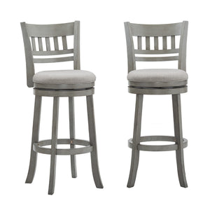 Lattice Back Swivel Barstool Rubberwood Frame Foam Padded Kitchen Counter Seat