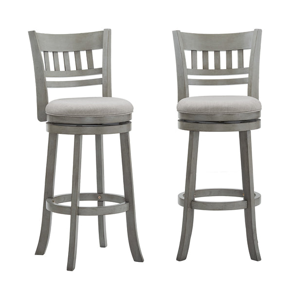 Lattice Back Swivel Barstool Rubberwood Frame Foam Padded Kitchen Counter Seat