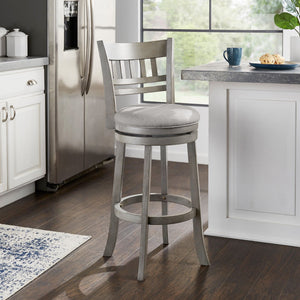 Lattice Back Swivel Barstool Rubberwood Frame Foam Padded Kitchen Counter Seat