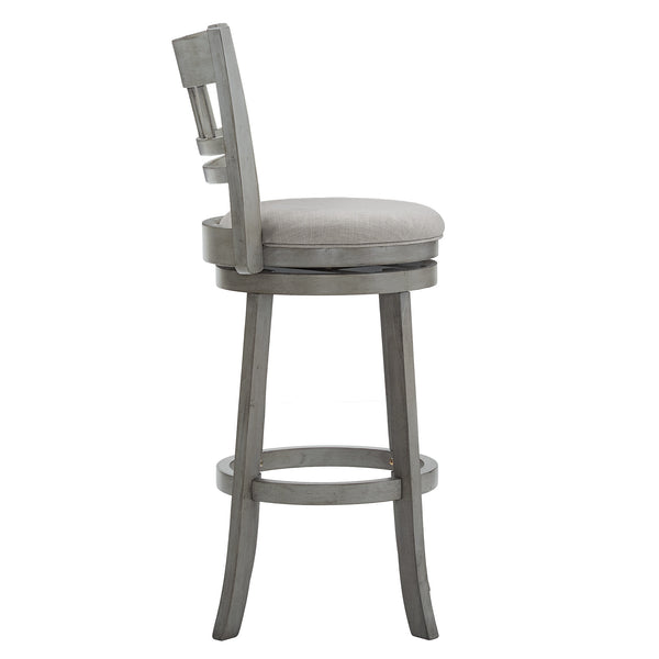Lattice Back Swivel Barstool Rubberwood Frame Foam Padded Kitchen Counter Seat