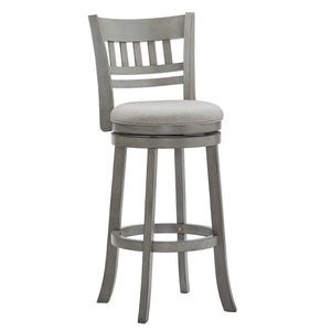 Lattice Back Swivel Barstool Rubberwood Frame Foam Padded Kitchen Counter Seat