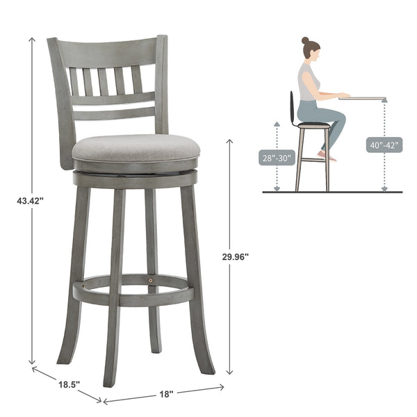 Lattice Back Swivel Barstool Rubberwood Frame Foam Padded Kitchen Counter Seat