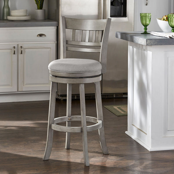 Lattice Back Swivel Barstool Rubberwood Frame Foam Padded Kitchen Counter Seat