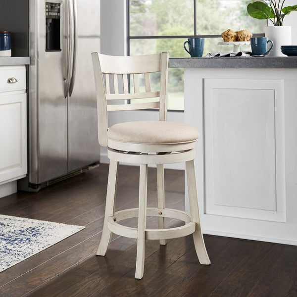 Jaxley Swivel Counter Stool Rubberwood Lattice Back Padded Seat Cottage Kitchen Bar