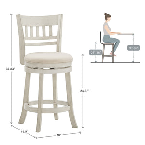 Jaxley Swivel Counter Stool Rubberwood Lattice Back Padded Seat Cottage Kitchen Bar