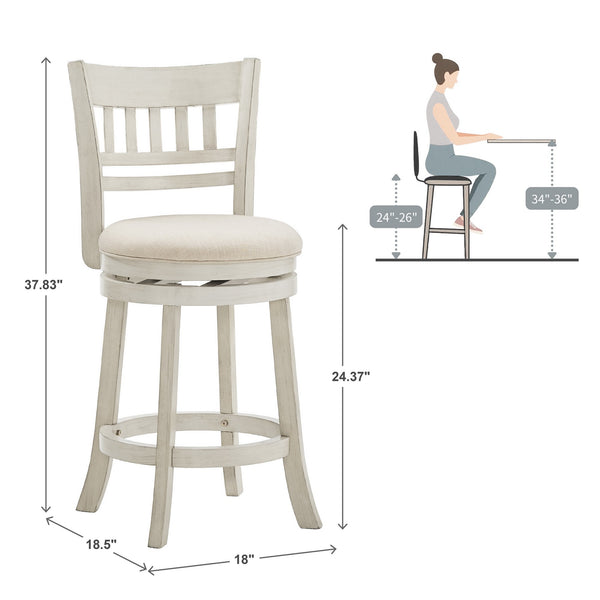 Jaxley Swivel Counter Stool Rubberwood Lattice Back Padded Seat Cottage Kitchen Bar