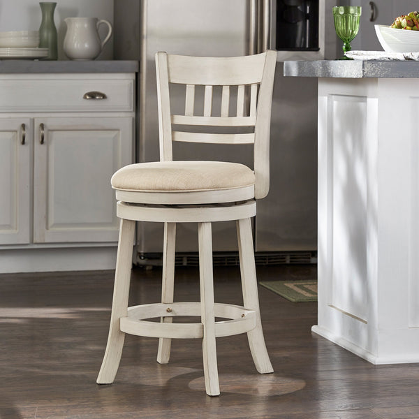 Jaxley Swivel Counter Stool Rubberwood Lattice Back Padded Seat Cottage Kitchen Bar
