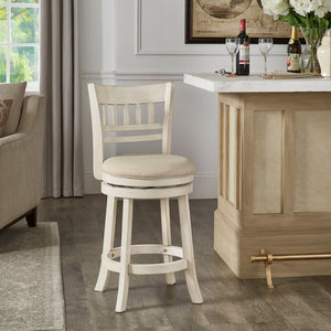 Jaxley Swivel Counter Stool Rubberwood Lattice Back Padded Seat Cottage Kitchen Bar