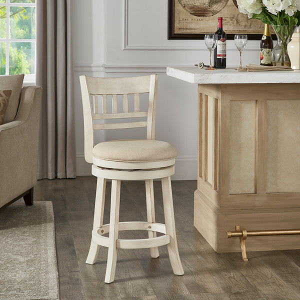Jaxley Swivel Counter Stool Rubberwood Lattice Back Padded Seat Cottage Kitchen Bar