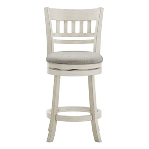 Homelegance Jaxley Swivel Counter Stool Rubberwood Lattice Back Padded Seat Cottage Kitchen Bar Antique White / Grey 014WH-24GL