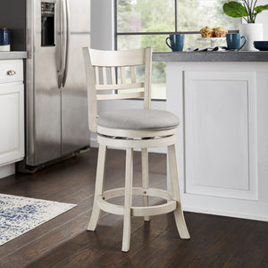 Jaxley Swivel Counter Stool Rubberwood Lattice Back Padded Seat Cottage Kitchen Bar
